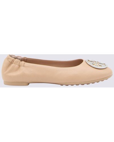 Tory Burch Light Sand Leather Claire Flats - Pink