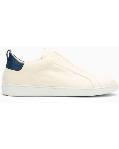 Ferragamo Garda Leather Low-top Slip-on Sneakers - White