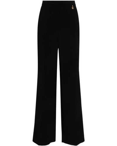 Elisabetta Franchi Logo-pendant Crepe Trousers - Black