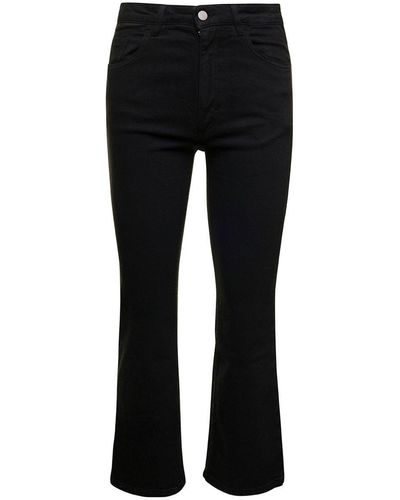 ICON DENIM Black High-waisted Slightly Flared Jeans In Cotton Denim Woman - Blue