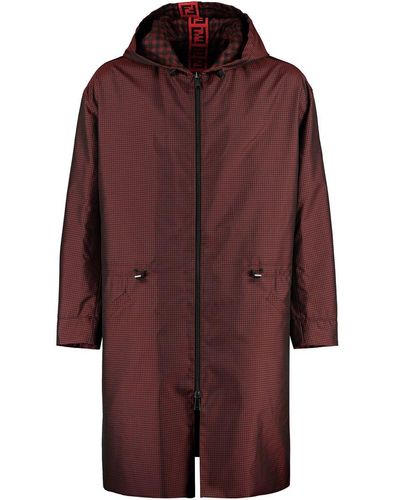 Fendi Hooded Raincoat - Red