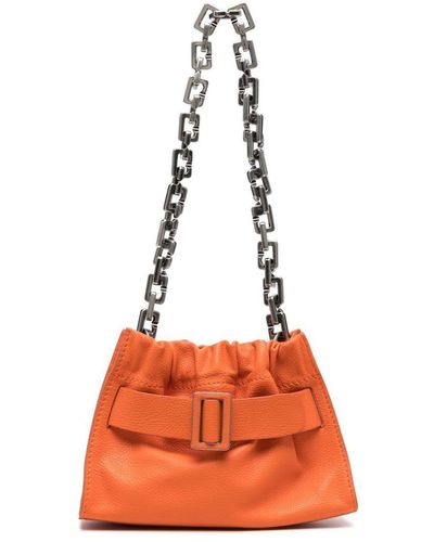 Boyy Square Scrunchy Soft B Chain Leather Shoulder Bag - Orange