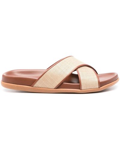 Ancient Greek Sandals Thais Footbed Nappa/Raffia Shoes - Brown