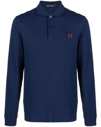 Fred Perry Fp Long Sleeve Plain Shirt Clothing - Blue