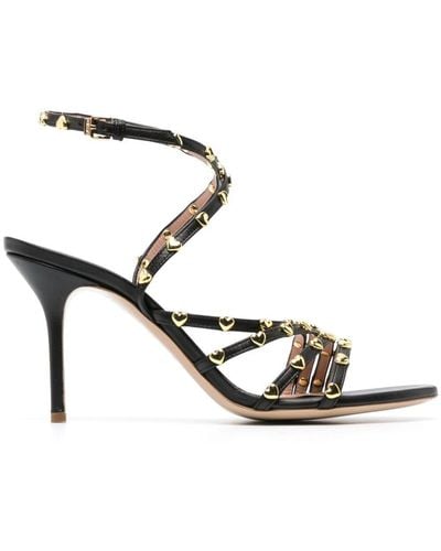Moschino Leather Heart Embellished Sandals - Women's - Calf Leather - Metallic
