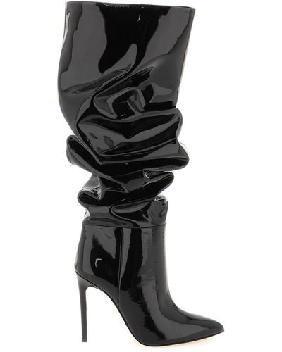 Paris Texas Slouchy Patent Leather Stiletto Boots - Black