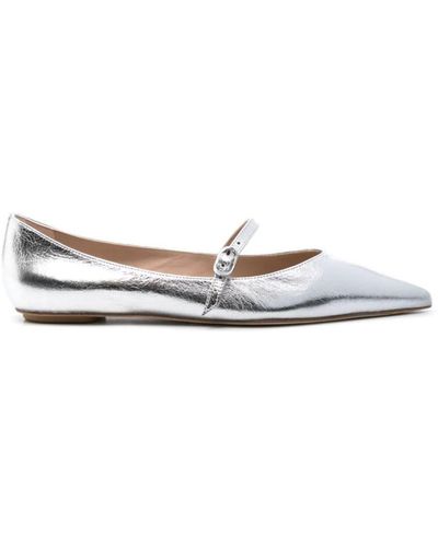 Stuart Weitzman Emilia Mary Jane Flat Shoes - White