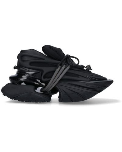 Balmain Smooth Leather Logo Sneakers. - Black