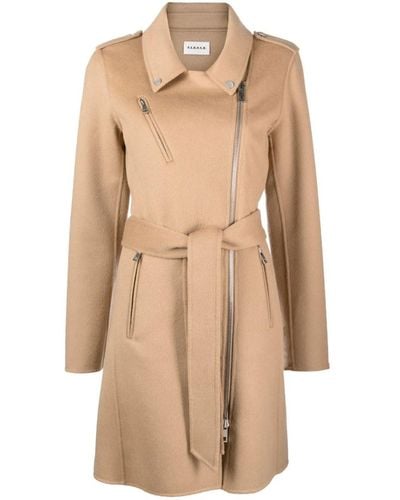 P.A.R.O.S.H. Belted Felted Wool Trench Coat - Natural