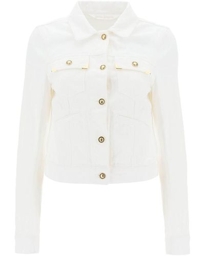 Palm Angels Short Denim Jacket - White