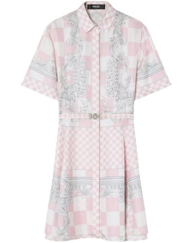 Versace Checkered Print Dress - White