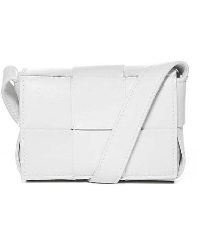 Bottega Veneta Cassette Mini Leather Crossbody Bag - White