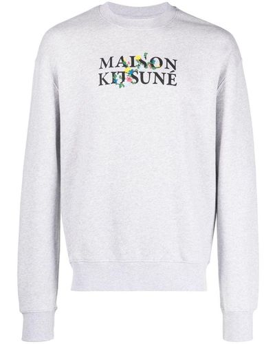 Maison Kitsuné Logo-print Cotton Sweatshirt - White