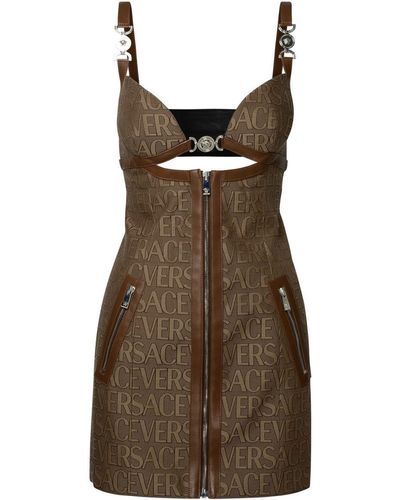Versace Beige Cotton Blend Dress - Brown