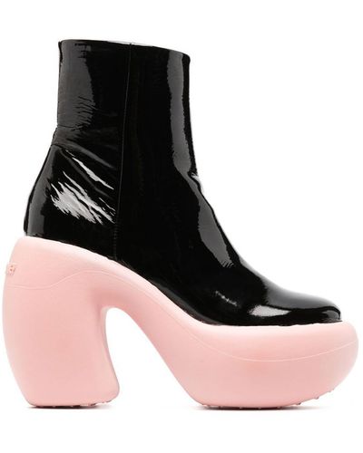 HAUS OF HONEY Leather Platform Ankle Boots - Black