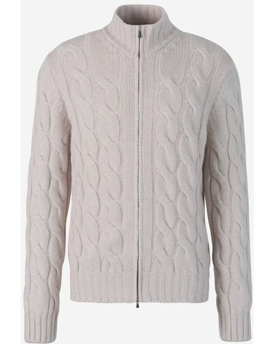 Gran Sasso Cable Knit Cashmere Cardigan - Grey