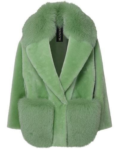 Blancha Green Leather Fur Coat