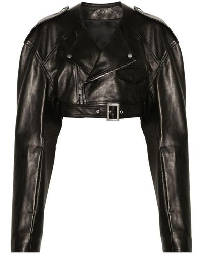 Rick Owens Short Leather Biker Jacket - Black