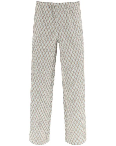 ANDERSSON BELL Geometric Jacquard Trousers With Side Opening - Grey