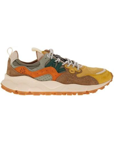 Flower Mountain Yamano 3 - Trainers In Suede And Technical Fabric - Orange