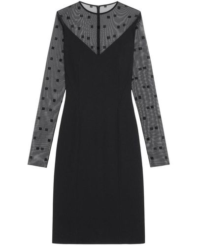 Givenchy Dress In Bi-material 4g Pattern - Black