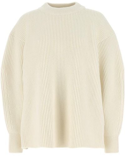 Alaïa Crewneck Rib-knitted Jumper - Natural