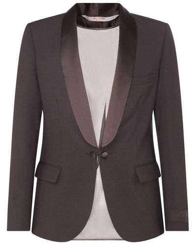Valentino Dark Brown Silk-wool Blend Blazer