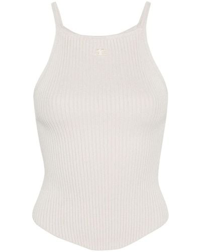 Courreges Holistic Ribbed Top - White