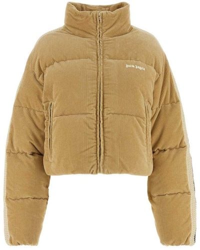 Palm Angels Corduroy Crop Down Jacket - Natural