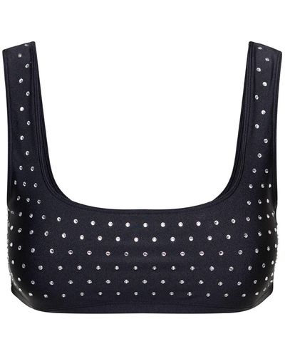 ANDAMANE Black Sports Bra With Crystals In Polyammide Woman - Blue
