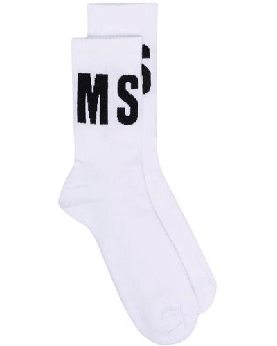 MSGM Intarsia-knit Logo Socks - Multicolor
