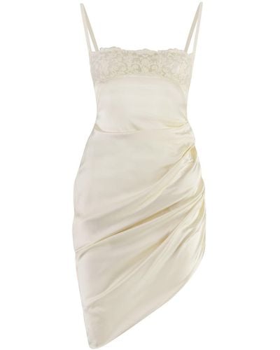 Jacquemus Brodèe Satin Dress - White