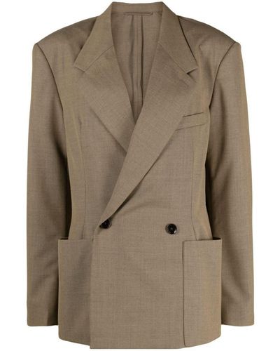 Lemaire Double-breasted Cotton Blazer - Natural
