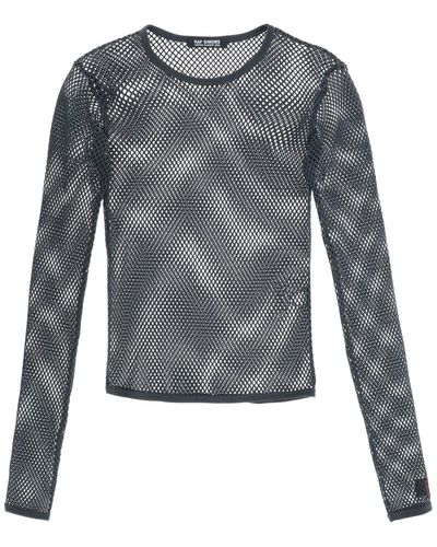 Raf Simons Long Sleeve Fishnet Knit T Shirt - Gray