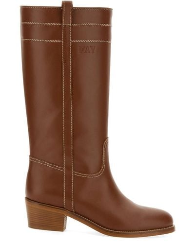 Fay Leather Boot - Brown