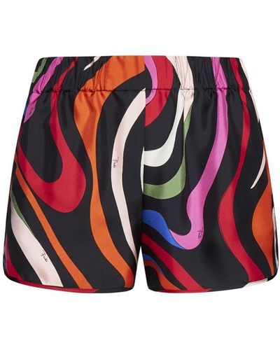 Emilio Pucci 3ERU01 3E761 ABSTRACT-PATTERN SILK Shorts Multicolor