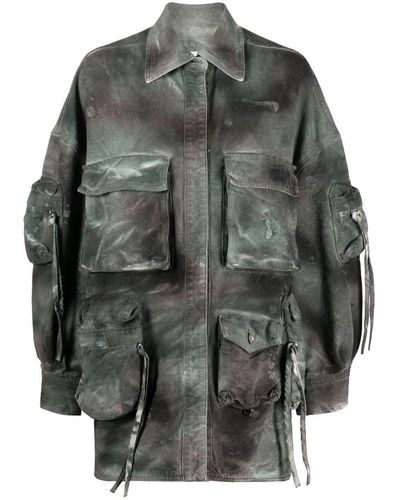 The Attico Fern Short Coat Clothing - Gray