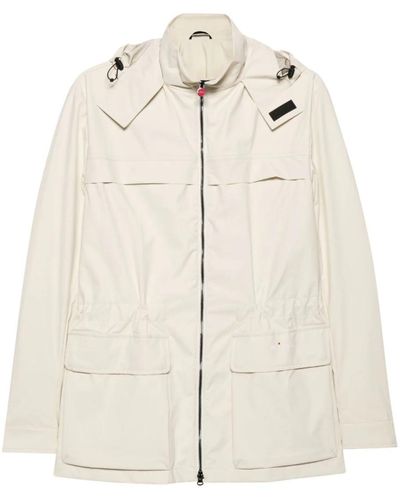 Kiton Hooded Jacket With Embroidered Logo - Natural