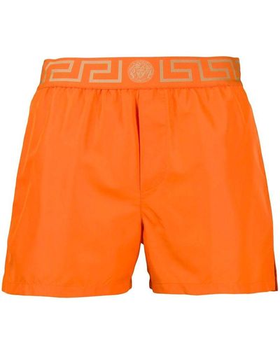 Versace Greca Border Swim Shorts - Orange