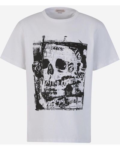 Alexander McQueen Printed Cotton T-shirt - Gray