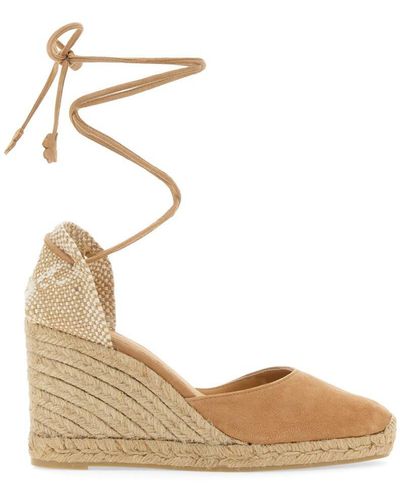 Castañer Cute Suede Espadrille With Wedge - Natural