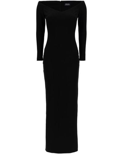 Solace London 'Tara' Maxi Dress With Off-Shoulder Neck - Black
