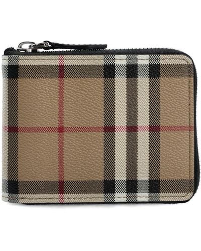 Burberry Checked Zipped Wallet - Brown