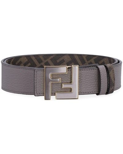 Fendi Leather Leather Belt With Buckle - Gray