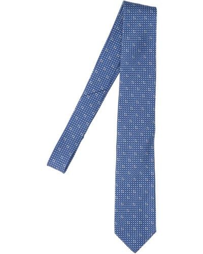Ferragamo Salvatore Blue Woven Gancini Silk Tie