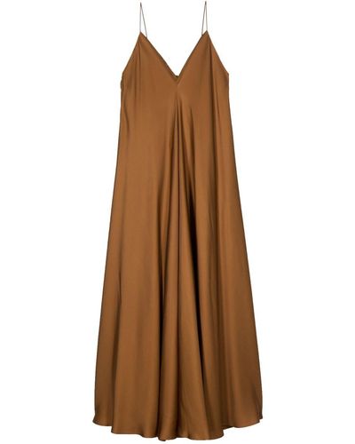 Rohe Silk Strap Dress With Wider Hem - Brown
