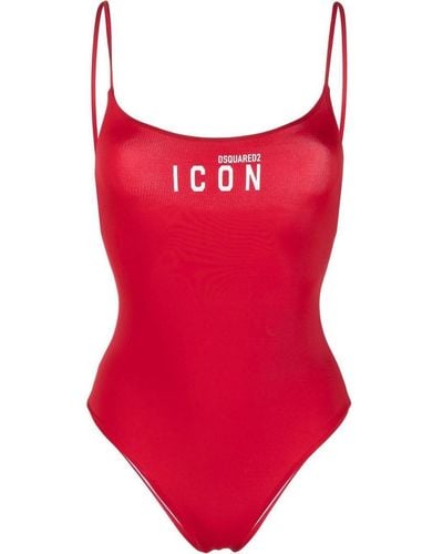 DSquared² Icon-print Swim Suit - Red