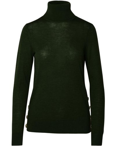 Michael Kors Women Sweater Emerald Green Black Turtle Neck Long