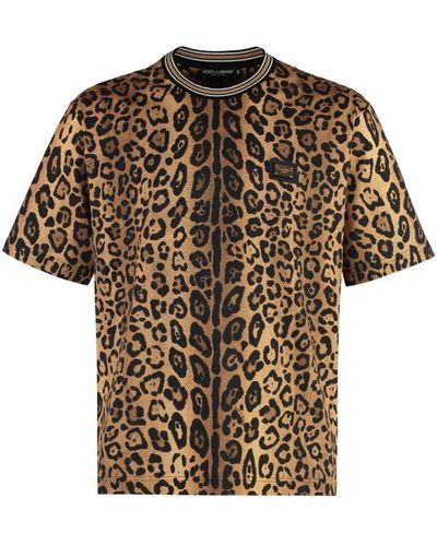 Dolce & Gabbana Cotton Crew-Neck T-Shirt - Brown