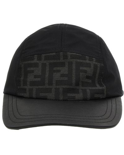 Fendi Ff Jacquard Cap Hats - Black